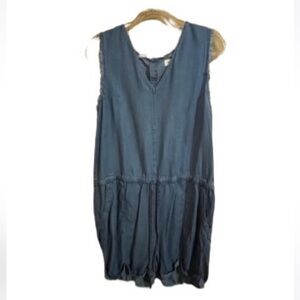 Thread & Supply Chambray Denim Romper Pockets Buttons Lightweight Jumper Size 1X